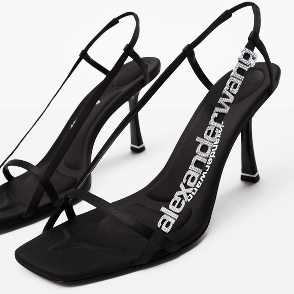 ALEXANDER WANG 85mm Ivy Sliding Logo Satin Sandals EU37 - Picture 2 of 9